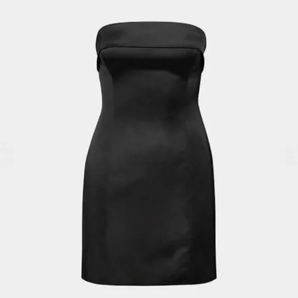 Aritzia Ten by Babaton Shimmer Satin Tube Dress Black Size 12 - Picture 1 of 10